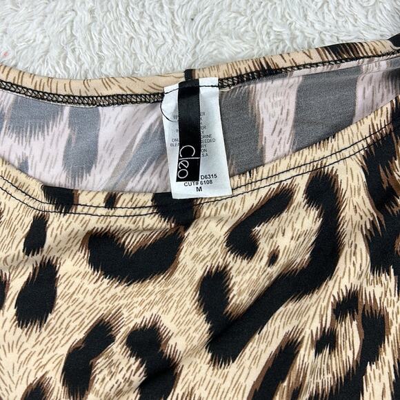 Cleo drop waist asymmetrical hem leopard print dress, size med - Picture 7 of 8